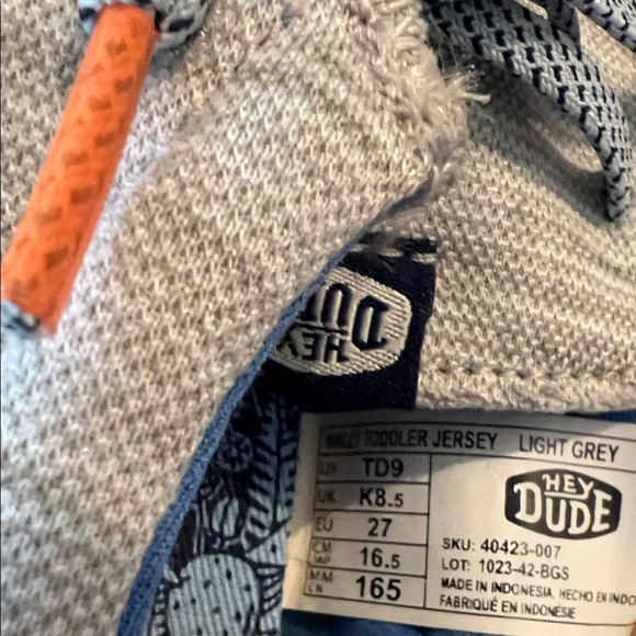 Hey Dude Kids' Moccasins in Gray and Blue - Picture 3 of 5